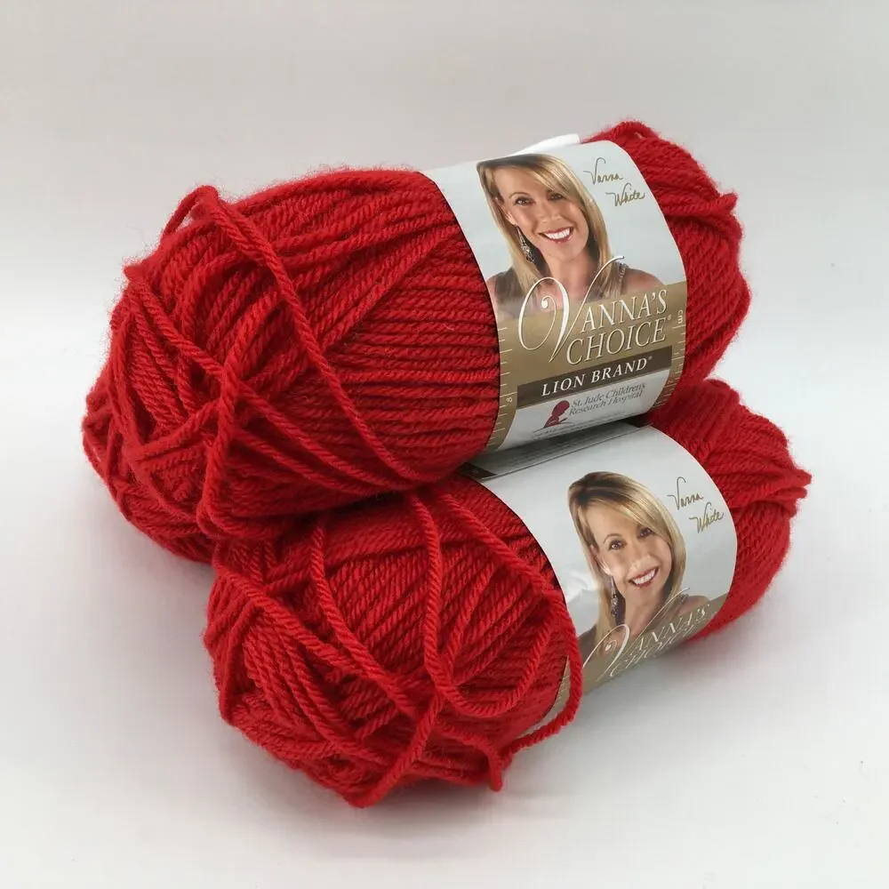 Vanna's Choice Lion Brand Yarn *Lot of 3 Skeins* Scarlet Red Knitting Crochet